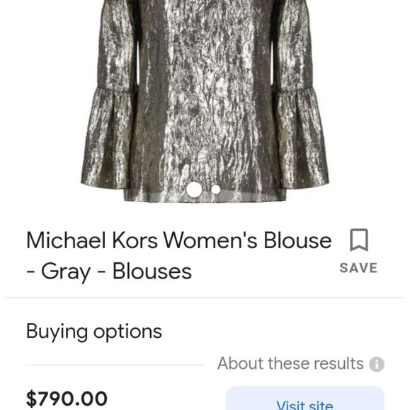 Michael Kors Silky Silver Pleats High Couture Tops $550-$790 - Picture 10 of 10